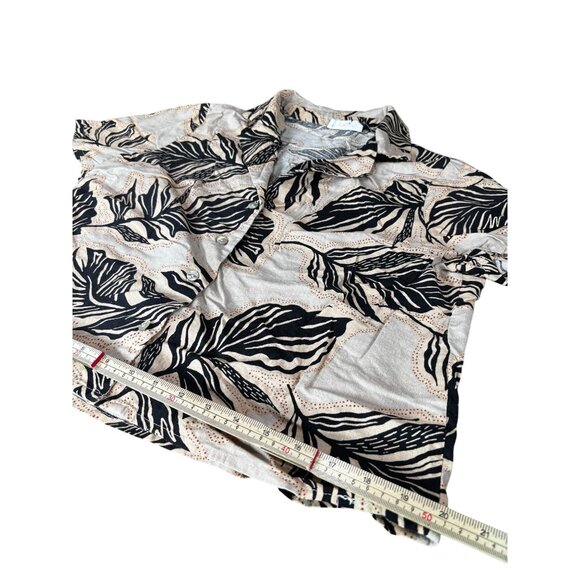 Panama Jack Womens Short Sleeve Button-Down Shirt M Leaf Print Linen/Rayon Blend - Picture 9 of 10